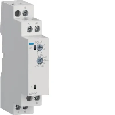 Hager Zeitrelais EZF100 | rückfallverzögert mit Steuerkontakt | 24-240V AC/DC | 1 Wechsler | digital | 1000W | 1 TE