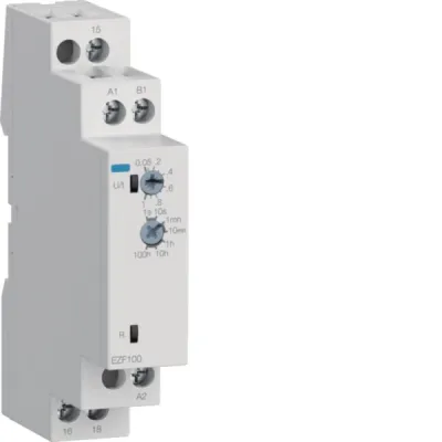 Hager Zeitrelais EZF100 | rückfallverzögert mit Steuerkontakt | 24-240V AC/DC | 1 Wechsler | digital | 1000W | 1 TE