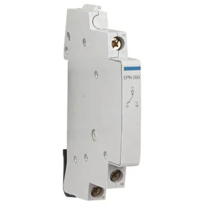 Hager Hilfsschalterblock EPN050 | Fernschalterzubehör | Zentralsteuerung | 1 Wechsler | Seitenanbau | 16A 230V