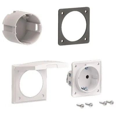 Hager Bestückungspaket ZY02SD | universZ | 1x Schuko-Steckdose | Aufputz/Unterputz | Stahlblech | RAL 9010