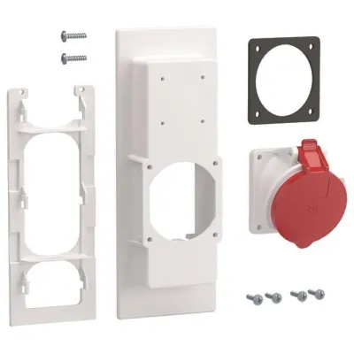 Hager Steckdosenflansch universZ ZY16CEE | 1x CEE-Steckdose 16A | Verschlussplatte links/rechts | für Zählerschrank IP44