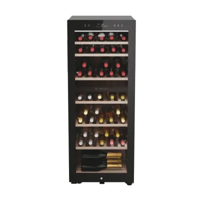Haier Weinkühlschrank HWS77GDAU1 | 2 Temperaturzonen | 77 Flaschen | WiFi | Holzregale | UV-Glas | leise 37dB | schwarz
