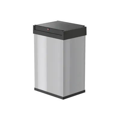 HAILO Mülleimer Big-Box Swing L 35l | Schwingdeckel selbstschließend | Müllbeutel-Klemmrahmen | Anti-Rutsch | Silber