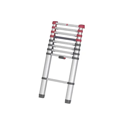 Hailo Teleskopleiter FlexLine 260 | 9 Sprossen | ausziehbar 2,64 m | Einhand-Entriegelung | Alu | 150 kg | Silber