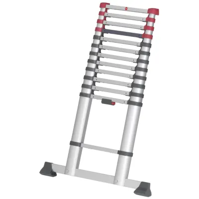 Hailo Teleskopleiter FlexLine 320 | 7113-111 | ausziehbar 3,22 m | 11 Sprossen | Einhand-Entriegelung | 150 kg | Silber