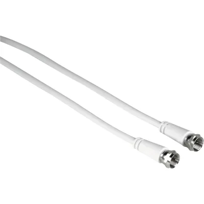 Hama SAT Anschlusskabel 00205039 | F-Stecker auf F-Stecker | 5m | doppelt geschirmt | 75 dB | weiß