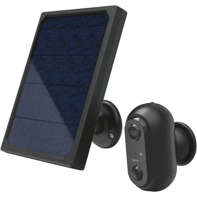 Hama WLAN Überwachungskamera 176615 Outdoor | Full HD 1080p | Akku & Solar | Nachtsicht | App-Steuerung | Schwarz