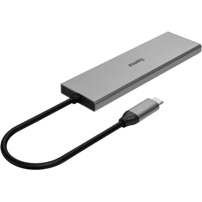 Hama USB-C-Hub 200147 | 4 Ports | USB 3.2 Gen2 | 2x USB-A, 2x USB-C | Power Delivery | extern | Grau