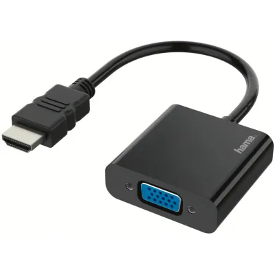 Hama HDMI auf VGA Adapter 200343 | Video-Adapter HDMI Stecker auf VGA Buchse mit Audio | Full HD 1080p | 0,15m | Schwarz