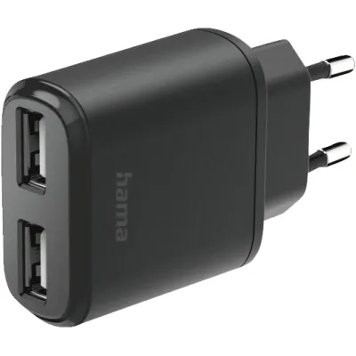 Hama USB Ladegerät 201627 | 2x USB-A | 12W | Universal Netzadapter | 5V/2,4A | Schutzfunktionen | Weiß
