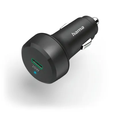 Hama Kfz-Schnellladegerät 201638 | USB-C Car Charger 25W | Power Delivery PD | Quick Charge 3.0 | Schwarz