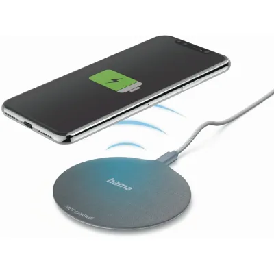Hama Wireless Charger FC10 Metal 201680 | Qi Ladegerät 10W | Induktives Laden | USB-C | Kurzschlussschutz | Schwarz