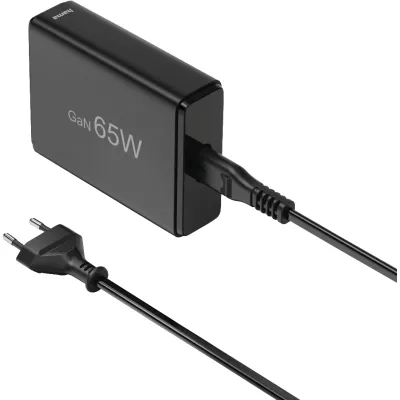 Hama Ladestation 201979 | 4-fach USB GaN Schnellladegerät 65W | USB-C PD & USB-A QC 3.0 | Schwarz