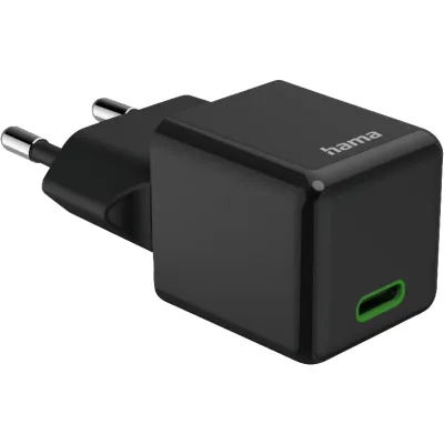 Hama Schnellladegerät 00201984 | USB-C Ladegerät 20W | Power Delivery & Quick Charge 3.0 | Mini-Format | Schwarz