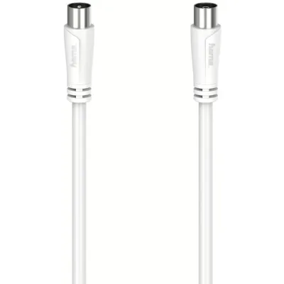 Hama Antennenkabel 205045 | Koax-Stecker auf Koax-Kupplung | 1,5m | doppelt geschirmt | 90 dB | weiß