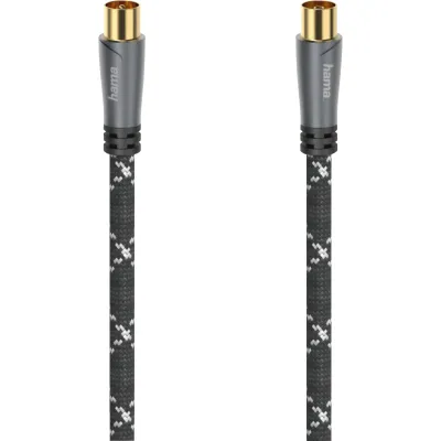 HAMA Antennen-Kabel 205070 | Koax-Stecker auf Koax-Kupplung 1,5m | 120dB | vierfach geschirmt | vergoldete Kontakte