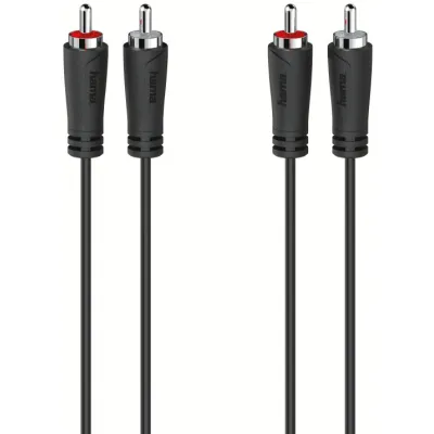Hama Audio Kabel 205257 | 2x Cinch auf 2x Cinch Stereo | RCA | 1,5 m Anschlusskabel | Schwarz