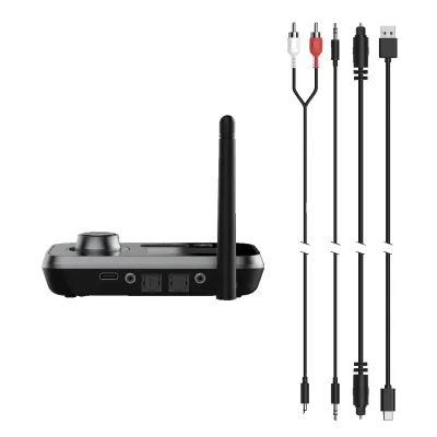 Hama Bluetooth Adapter 205322 Link It Duo | Audio Sender Empfänger für TV, HiFi, Beamer | aptX | USB-C | Grau