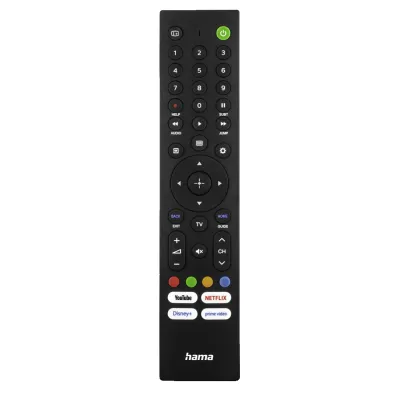 Hama Universalfernbedienung 221066 für Sony TVs | lernfähig | 4 App-Tasten | IR | recyceltes Material | Schwarz