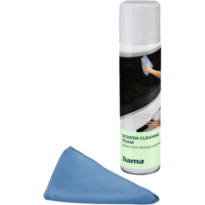 Hama Bildschirmreiniger 221095 | TV, Monitor, Handy, Tablet Reinigungsschaum 400ml inkl. Mikrofasertuch | streifenfrei