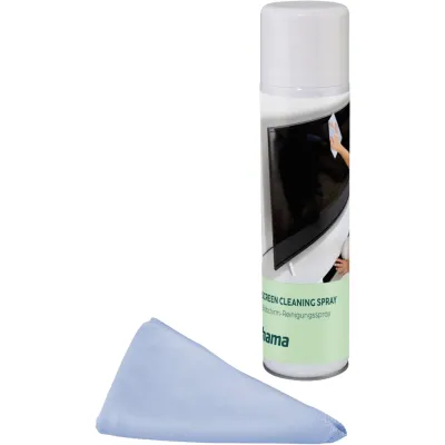 Hama Bildschirmreiniger 00221096 | Schaum 200ml + Mikrofasertuch | für TV, Monitor, Handy, Tablet | streifenfrei | Weiß