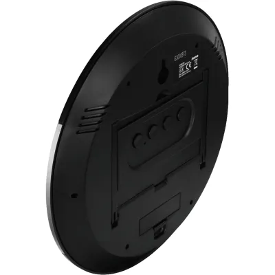 Hama Funkwanduhr Ischia 222214 | digital | rund | geräuschlos | Temperaturanzeige | Kalender | Mondphase | schwarz