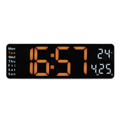 Hama Wanduhr 222224 DW Santa Cruz | Digitaluhr mit Wecker | Temperaturanzeige | Helligkeitssensor | Weiß