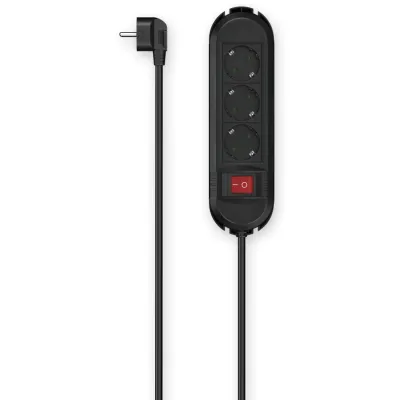 Hama Steckdosenleiste 223033 | 3-fach mit Schalter | Wandmontage | 1,5m Kabel | erhöhter Berührungsschutz | schwarz