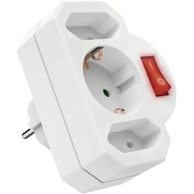 Hama Steckdosenadapter 223217 | 3-fach Mehrfachsteckdose mit Schalter | 1x Schuko 2x Euro | Weiß