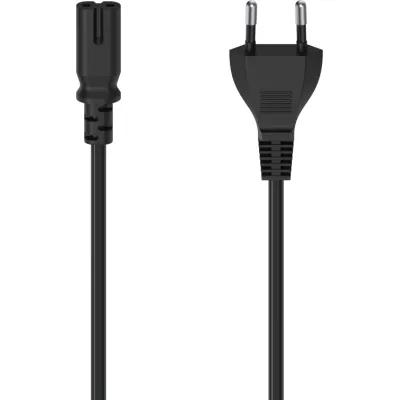 Hama Netzkabel 223275 Eurostecker 2-Pin | 2,5m Länge | C7 Doppelnut | Stromkabel für Geräte | Schwarz