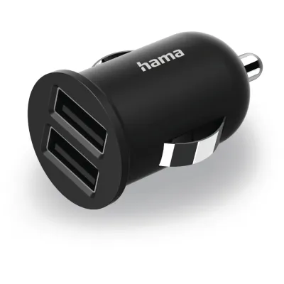 Hama Kfz-Ladegerät 223351 | 2x USB-A Auto Ladeadapter | 12W Schnellladen | Schutz vor Kurzschluss & Überladung | Schwarz