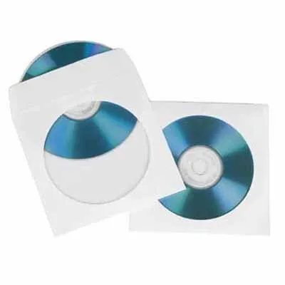 Hama CD/DVD Papier-Schutzhüllen 100 Stück 51174 | Aufbewahrungshüllen | Weiß | Papier | mit Sichtfenster