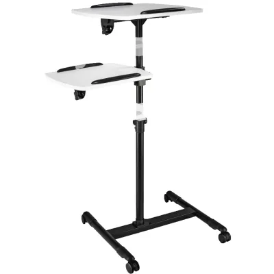 Hama Beamertisch 77510 | Projektionstisch 2 Ebenen, höhenverstellbar, neigbar, mobil auf Rollen, bis 10kg | schwarz