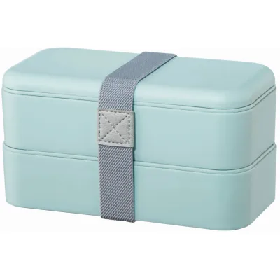 Hama Bento Lunchbox 181595 | stapelbar 2er Set | 500 ml je Box | auslaufsicher | 2 Fächer | pastellblau