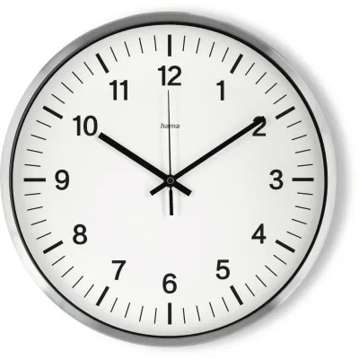 Hama Funkwanduhr Shiny 185855 | 35 cm Durchmesser | Aluminium | analog | funkbetrieben | silber