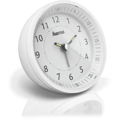 Hama Funkwecker Roundly 00186413 | DCF-Funkuhr analog | Schlummerfunktion | Leuchtzeiger | Hintergrundbeleuchtung | Weiß