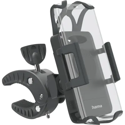 Hama Fahrrad-Handyhalterung Strong 201514 | universell für Smartphones 5–9 cm | 360° drehbar | Lenker bis 3 cm | Schwarz