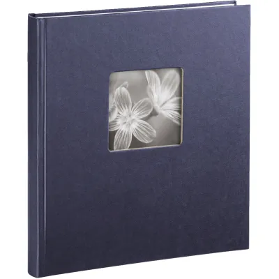 Hama Fotoalbum Fine Art 2118 | 29x32 cm | 50 weiße Seiten | Buchalbum mit Bildeinschub | blau