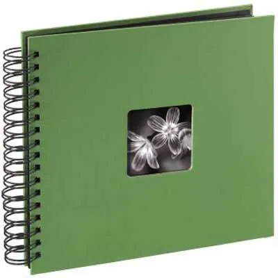 Hama Fotoalbum Fine Art Spiral 94875 | 28x24 cm | 50 schwarze Seiten | Pergamin-Trennblätter | Apfelgrün