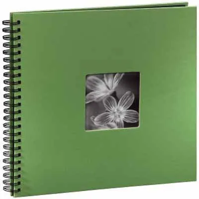 Hama Fotoalbum Fine Art Spiral 94870 | Jumbo Album 36x32 cm | 50 schwarze Seiten | Pergamin-Trennblätter | apfelgrün