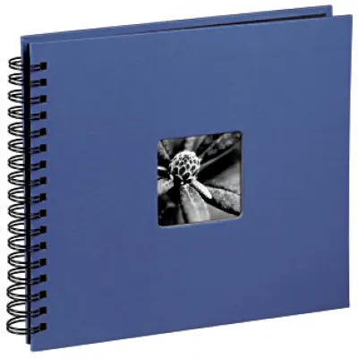 Hama Fotoalbum Fine Art 113683 | Spiralalbum 28x24 cm | 50 schwarze Seiten | Pergamin | zum Einkleben | Azur-Blau