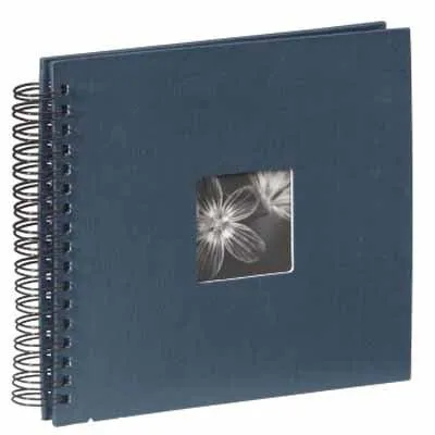Hama Fotoalbum Fine Art Spiral 90147 | 26x24 cm | 50 schwarze Seiten | Pergamin-Trennblätter | Blau