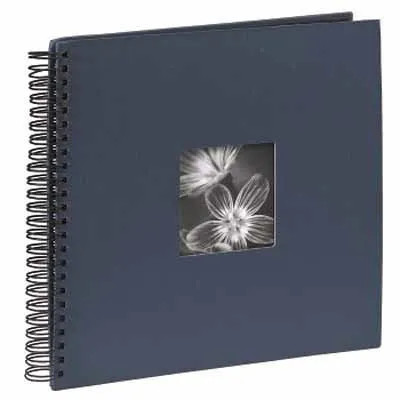 Hama Fotoalbum Fine Art Spiral 090142 | Jumbo Fotoalbum 36x32 cm | 50 schwarze Seiten | Pergamin-Trennblätter | blau