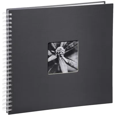 Hama Fotoalbum Jumbo 2113 | Spiralalbum Fine Art | 36x32 cm | 50 weiße Seiten | zum Einkleben | grau