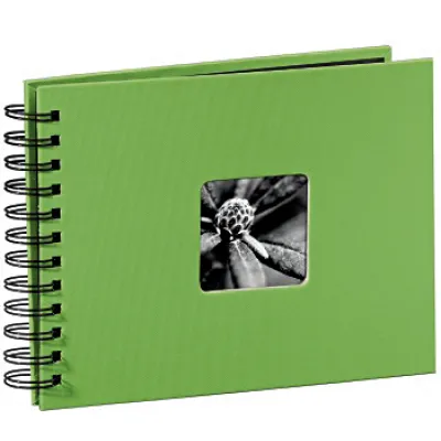 Hama Fotoalbum Fine Art Spiral 24x17 cm | 50 schwarze Seiten | Pergamin-Trennblätter | selbstklebend | kiwi grün