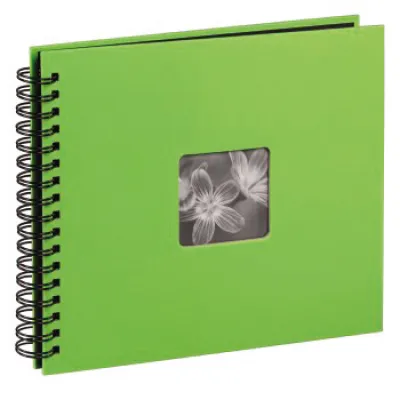 Hama Fotoalbum Fine Art Spiral 113682 | 28x24 cm | 50 schwarze Seiten | Pergamin-Trennblätter | kiwi grün