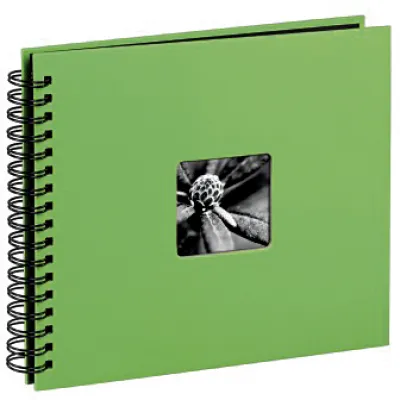 Hama Fotoalbum Fine Art Spiral 10610 | Jumbo Album 36x32 cm | 50 schwarze Seiten | Pergamin-Trennblätter | kiwi