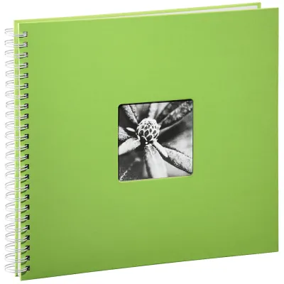 Hama Fotoalbum Jumbo 2116 | Spiralalbum 36x32 cm | 50 weiße Seiten | Pergamin | selbstklebend | grün