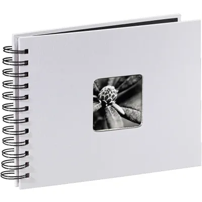 Hama Fotoalbum 2107 | Spiralalbum Fine Art | 24x17 cm | 50 schwarze Seiten | Pergamin-Trennblätter | kreide