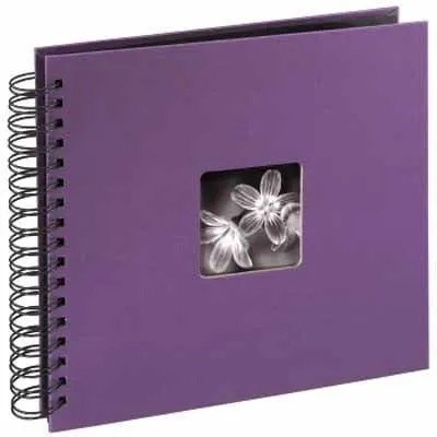 Hama Fotoalbum Fine Art 94876 | Spiralalbum 28x24 cm | 50 schwarze Seiten | Fotobuch zum Einkleben | lila